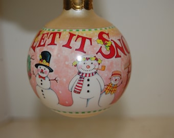 1994 Let It Snow Hallmark Ornament, Keepsake ornament, Holiday Decor, Tree Decor, Snowman Ornament. Glass Ornament