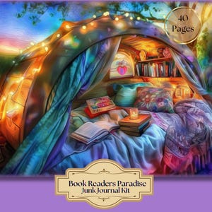 Book Readers Paradise – Junk Journal Kit voor boekenliefhebbers, gezellige retraites, magische toevluchtsoorden en creatieve ontsnappingen, direct afdrukbare download