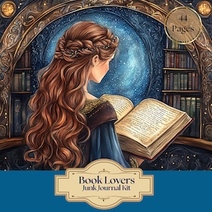 Kit diario spazzatura per amanti dei libri, biblioteche magiche, libri e donne che amano leggere, 44 pagine, 11 x 8,5, download digitale stampabile immediato