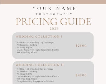 Wedding Photography Pricing Guide Canva Template Wedding Photographer Template Canva