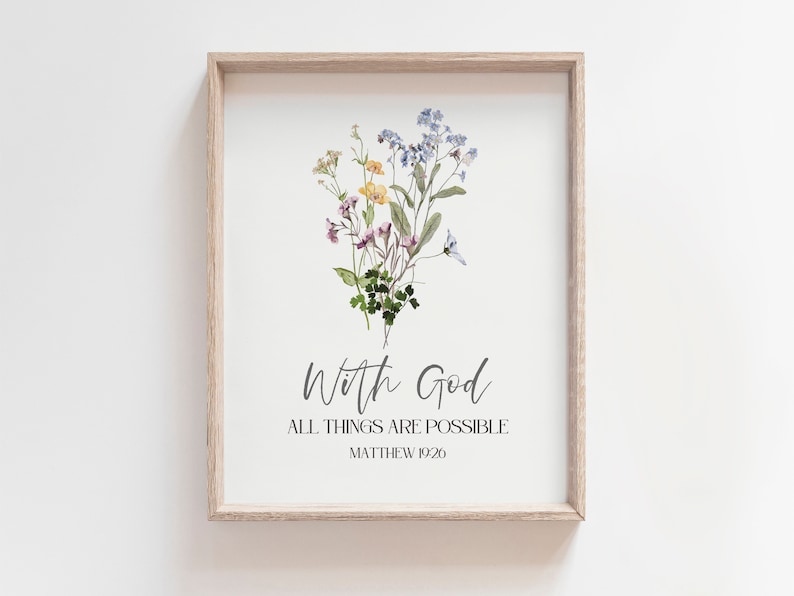 Printable Christian Wall Decor Watercolor Wildflowers Wall Hanging ...