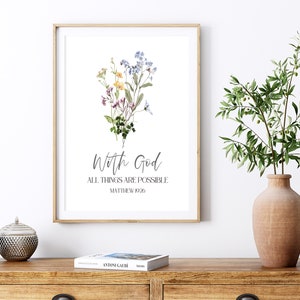 Printable Christian Wall Decor Watercolor Wildflowers Wall Hanging ...