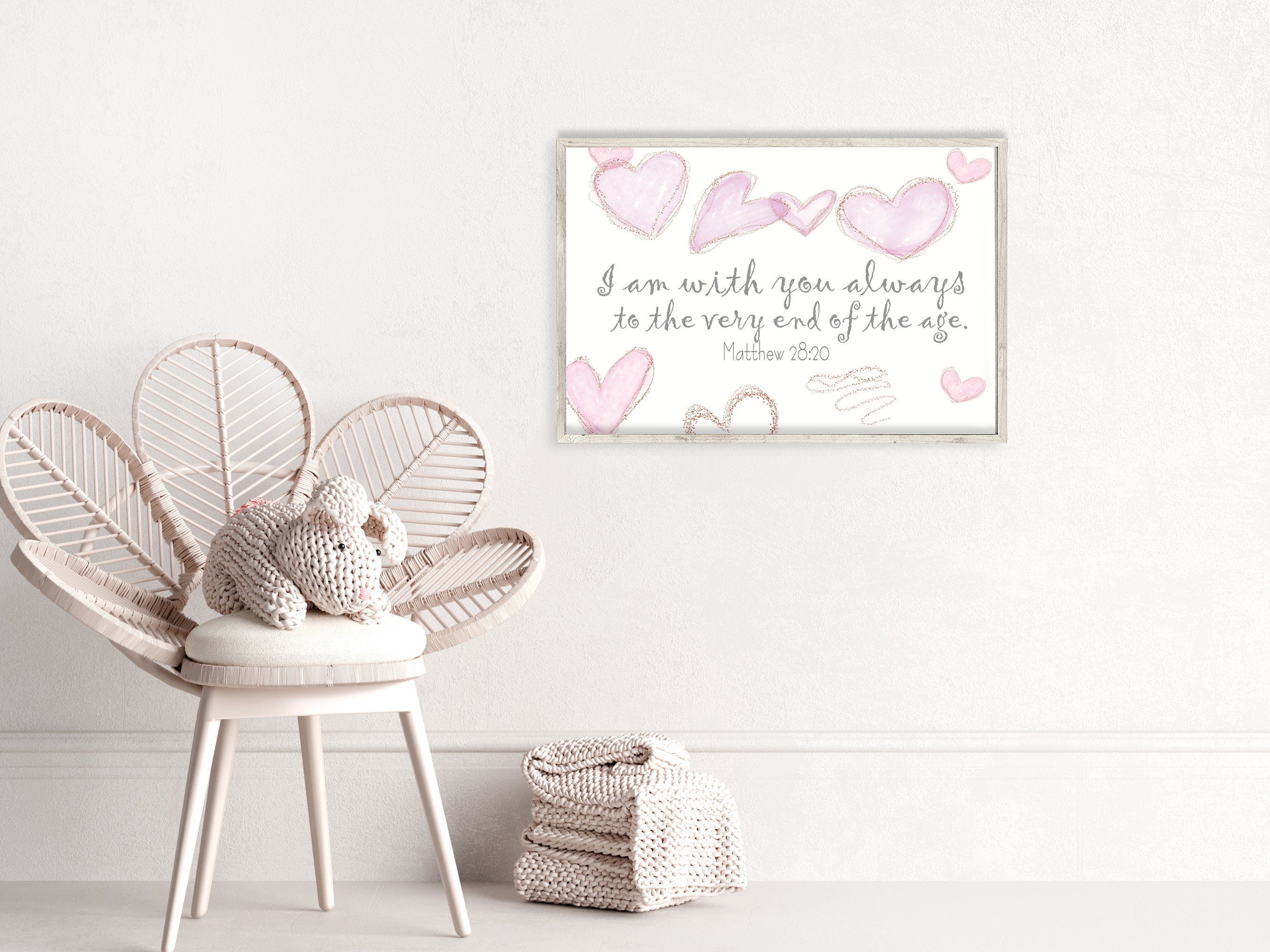 Printable Nursery Bible Verse Wall Art,christian Gift, Scripture Sign, Pink Hearts Girl Nursery ...