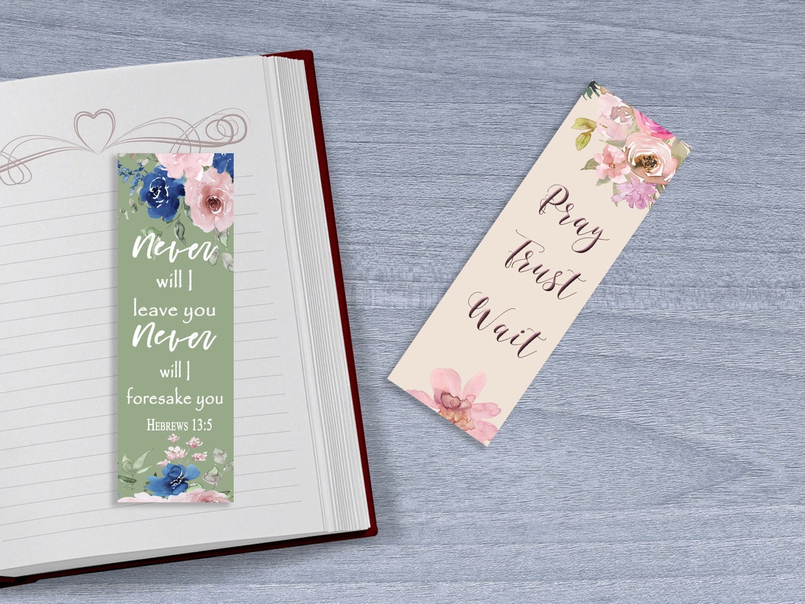 Farmhouse Scripture Bookmarks Digital: Set of Four Floral Bookmarks ...