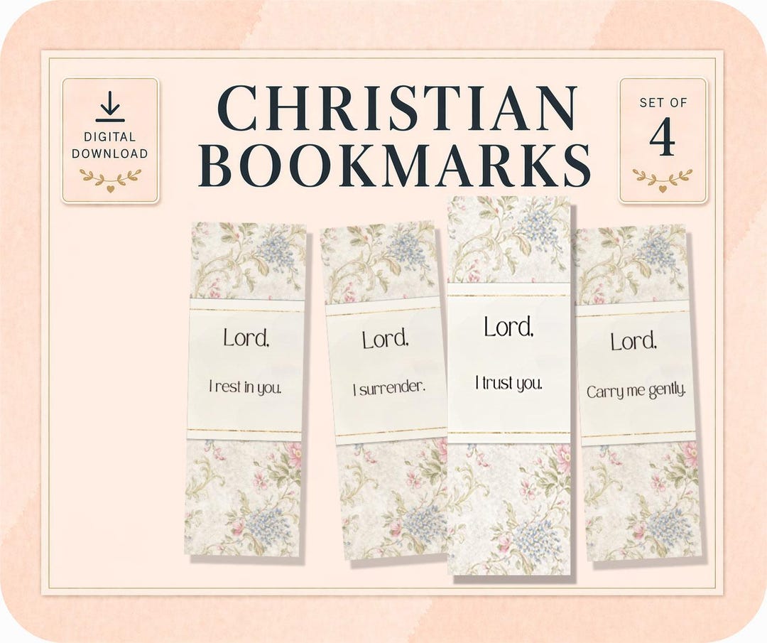 Christian Floral Bookmarks Printable, Set of 4 Prayer Bookmarks ...