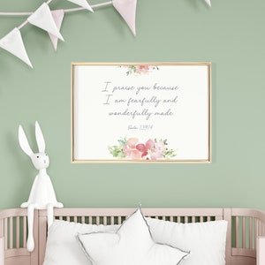 I Am Fearfully and Wonderfully Made Pink Printable Watercolor Scripture ...