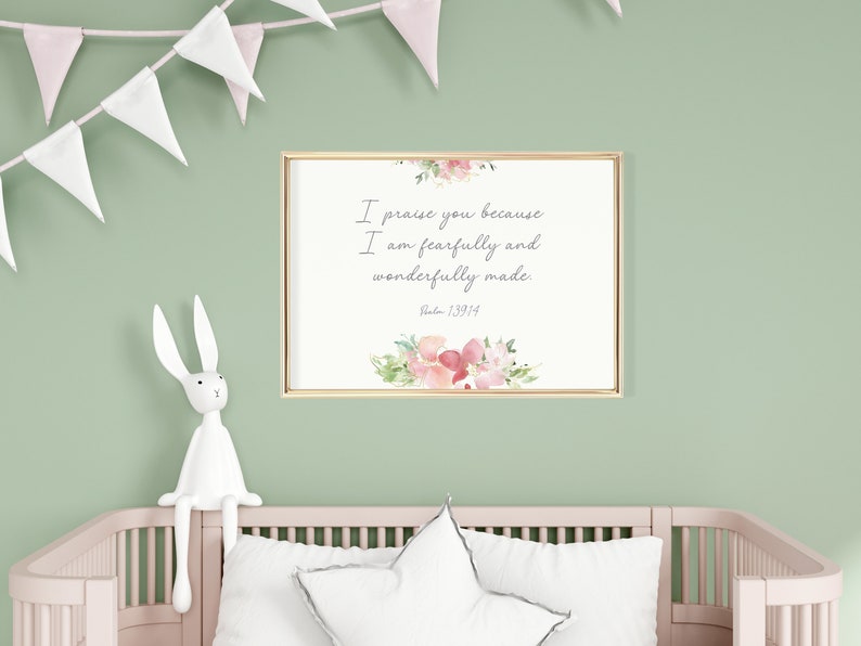 I Am Fearfully and Wonderfully Made Pink Printable Watercolor Scripture ...