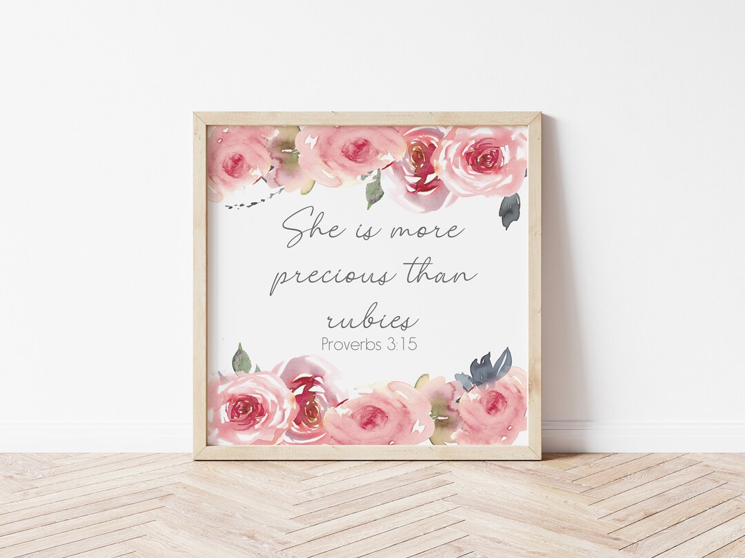 She is More Precious Than Rubies Printable Nursery Wall Art, Modern ...