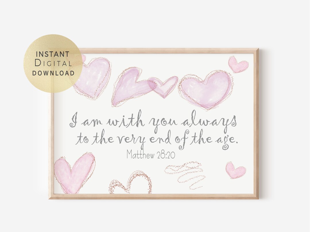 Printable Nursery Bible Verse Wall Art,christian Gift, Scripture Sign, Pink Hearts Girl Nursery ...