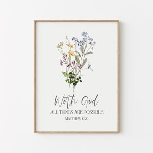 Printable Christian Wall Decor Watercolor Wildflowers Wall Hanging ...