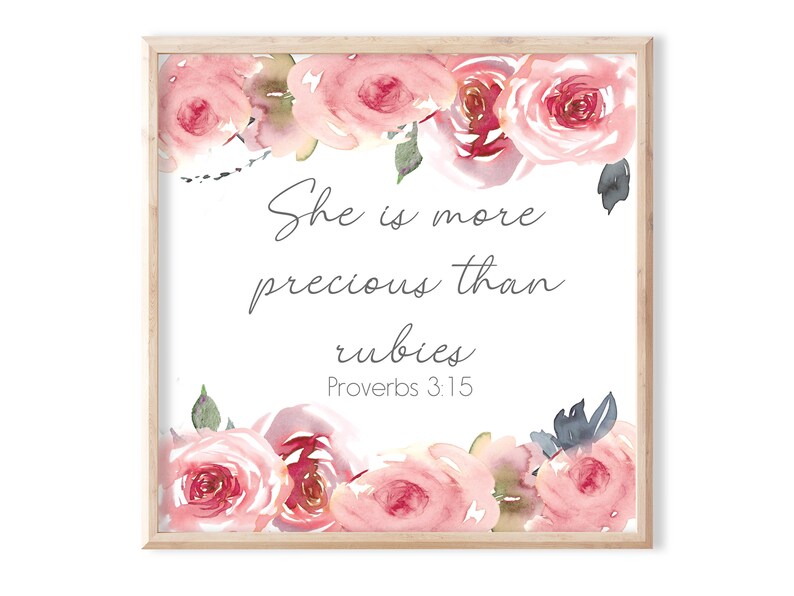 She is More Precious Than Rubies Printable Nursery Wall Art, Modern ...