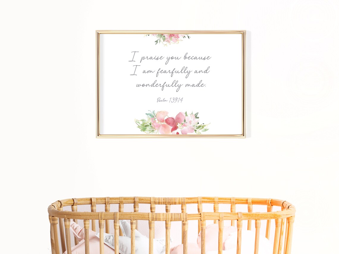 I Am Fearfully and Wonderfully Made Pink Printable Watercolor Scripture ...