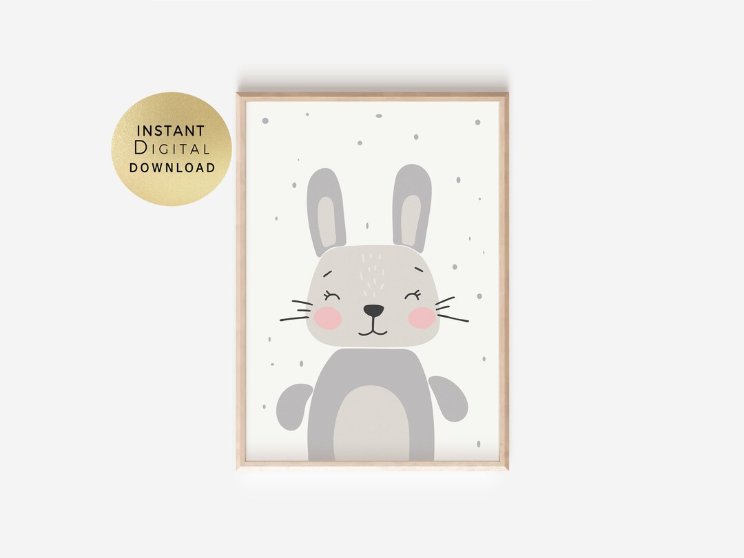 Nursery Printable Wall Art, Nursery Animal Wall Art Nursery Rabbit ...