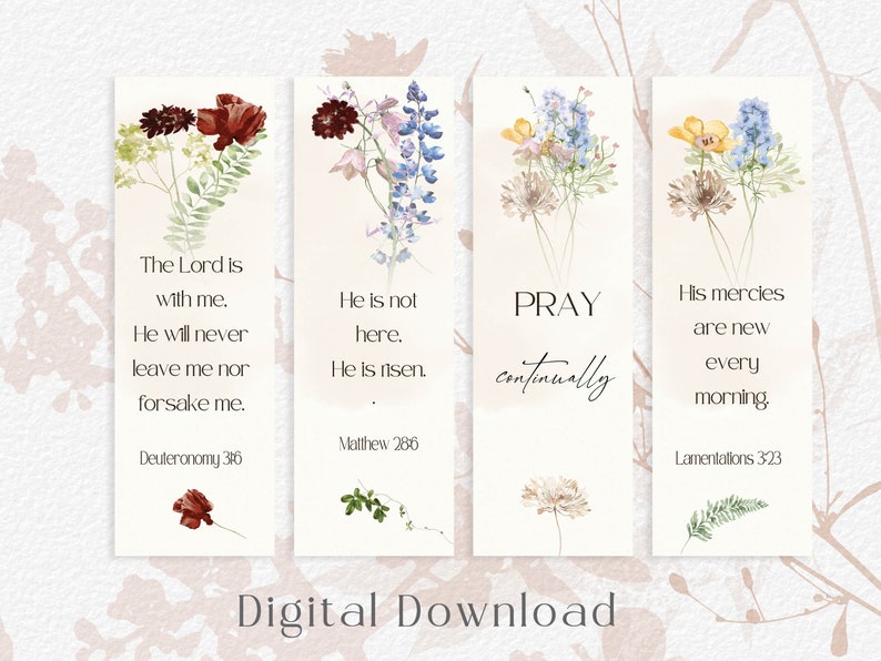 Printable Bookmarks Bible Quote Watercolors Bookmarks Gift for Book ...