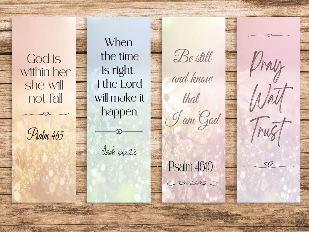 Printable Christian Bookmark Motivation Bible Quote Set of Four Unique Bookmarks Uplifting Gift ...