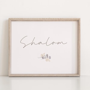 Horizontal Shalom minimalist wall art printable, religious wall hanging, downloadable Shalom , faith wall decor gift wedding gift for him