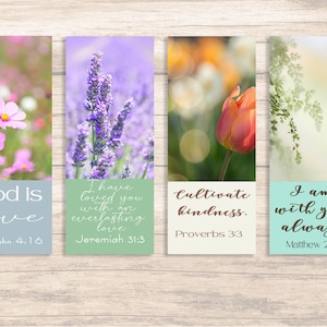 Floral bible quote digital bookmark set gift for boss motivational printable bible verse unique bookmark download christian present for dad