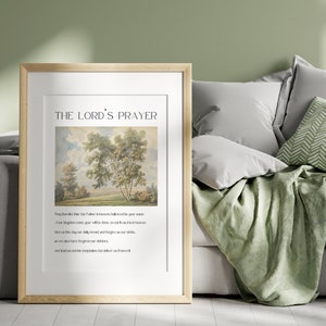 The Lord&#39;s Prayer vintage Scripture Wall Art, Vintage Landscape Printable Bible, Christian digital bible verse wall art, Christian art gift