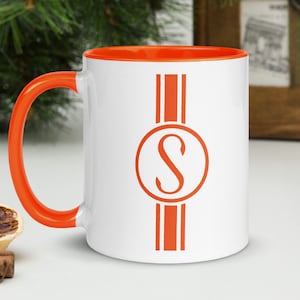 Orange Stripe Bicycle Mug with Orange Handle and Inside