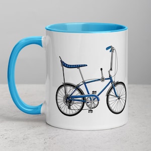 Fun vintage bicycle Mug. Original artwork thats a great gift for dad, brother or a Sting-Ray collector