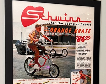 Vintage 1968 Schwinn Orange Krate Ad Poster, Retro Bicycle Print (18x24in)  - Etsy