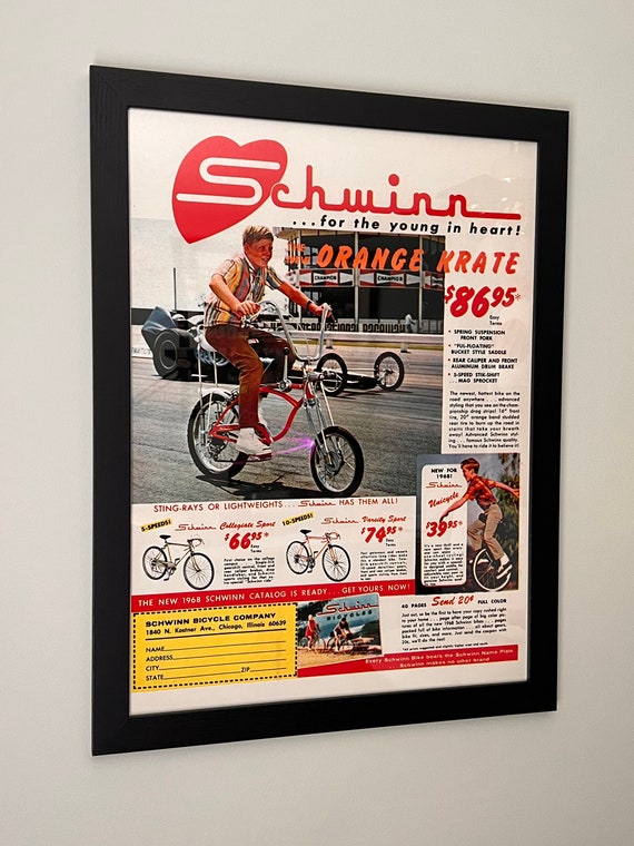 Vintage 1968 Schwinn Orange Krate Ad Poster, Retro Bicycle Print (18x24in)  - Etsy