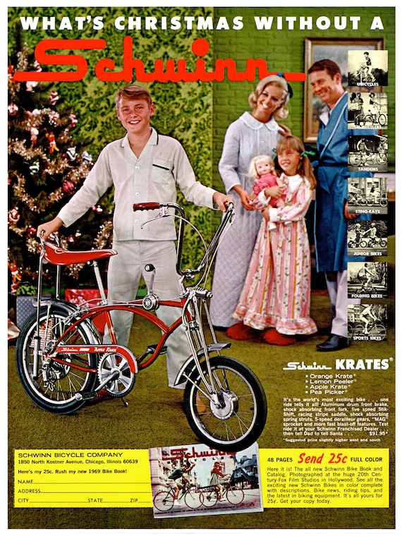 Vintage Reproduction Poster Banana Seat Bike Apple Red Banana Seat Bicycle Gift for Him Gift for Dad Office Decor Man Cave Etsy