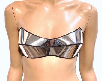 Bandeau-top bh, strapless cybergoth-top, futuristisch kostuum van divamp couture