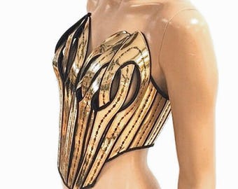 Gaudi inspired corset, burlesque ,steampunk cosplay armor, futuristic cybergoth