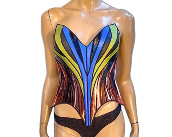 Volitan 2 corset armor, futuristic multiple colored Fantasy costume  top , scifi armour