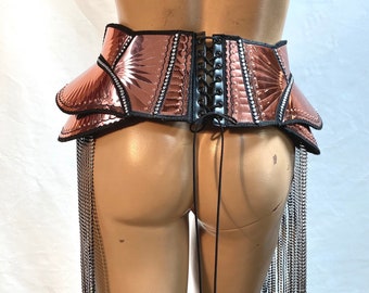 Embossed bustle , futuristic outfit female Torera from divamp Couture with retractable fringes