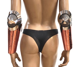 Pair robot cone cuffs , gauntlets , steampunk sleaves cyborg