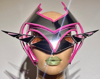 80s Cyber Goggles, Mirror PVC Headdress, Burning Man Rave Mask