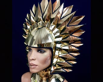 cleopatra Egyptian sun goddess, metallic headpiece