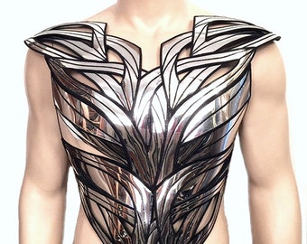 chest armour for men , chrome organic futuristic bustplate