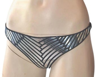 Handmade Silver Thong, Futuristic Dancer Pants, Gogo Bottoms
