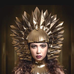 cleopatra Egyptian sun goddess, metallic headpiece