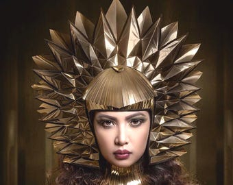 cleopatra Egyptian sun goddess, metallic headpiece