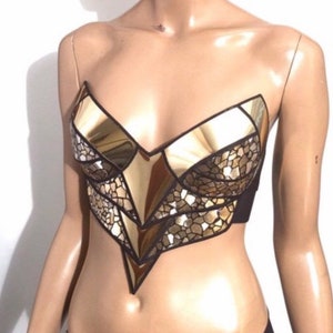 cybergoth corset top, sci fi costume top, lady go bra, rave bra, cyberpunk, steampunk, futuristic clothing, fusion bra