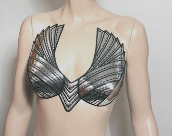 Top con alas, bustier steampunk, gótico apocalíptico, top corsé