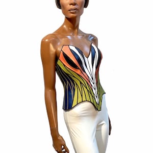 Volitan corset armor, futuristic multiple colored top , scifi armour
