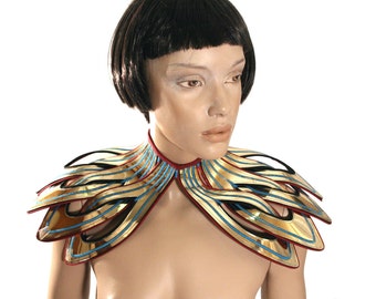 egyptian collar neck corset shoulder armor necklace choker in gold slave collar victorian edwardian fetish steampunk cyber goth