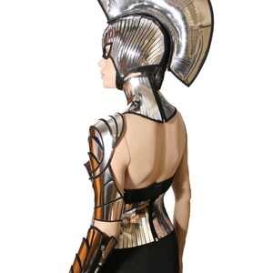 2 piece gladiator spartan mask and mohawk warrior headpiece armor sci fi futuristic steampunk cyber headdress cybergoth divamp couture image 4