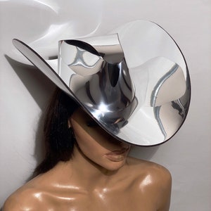 Futuristic Chrome Space Cowboy Hat, Big Brim Celebrity Cowgirl Hat ...