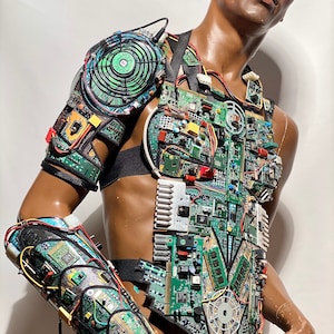 computer love chest plate, bust plate for men , futuristic cyberpunk image 8