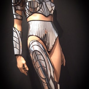 Cyborg thigh leg armor, robot leg, cyber prosthetic leg