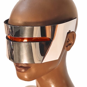 Monoblock cyclops, robot frames, futuristic headpiece, wrap lens ,sci-fi futuristic visor ,cyberpunk headgear, techwear cosplay