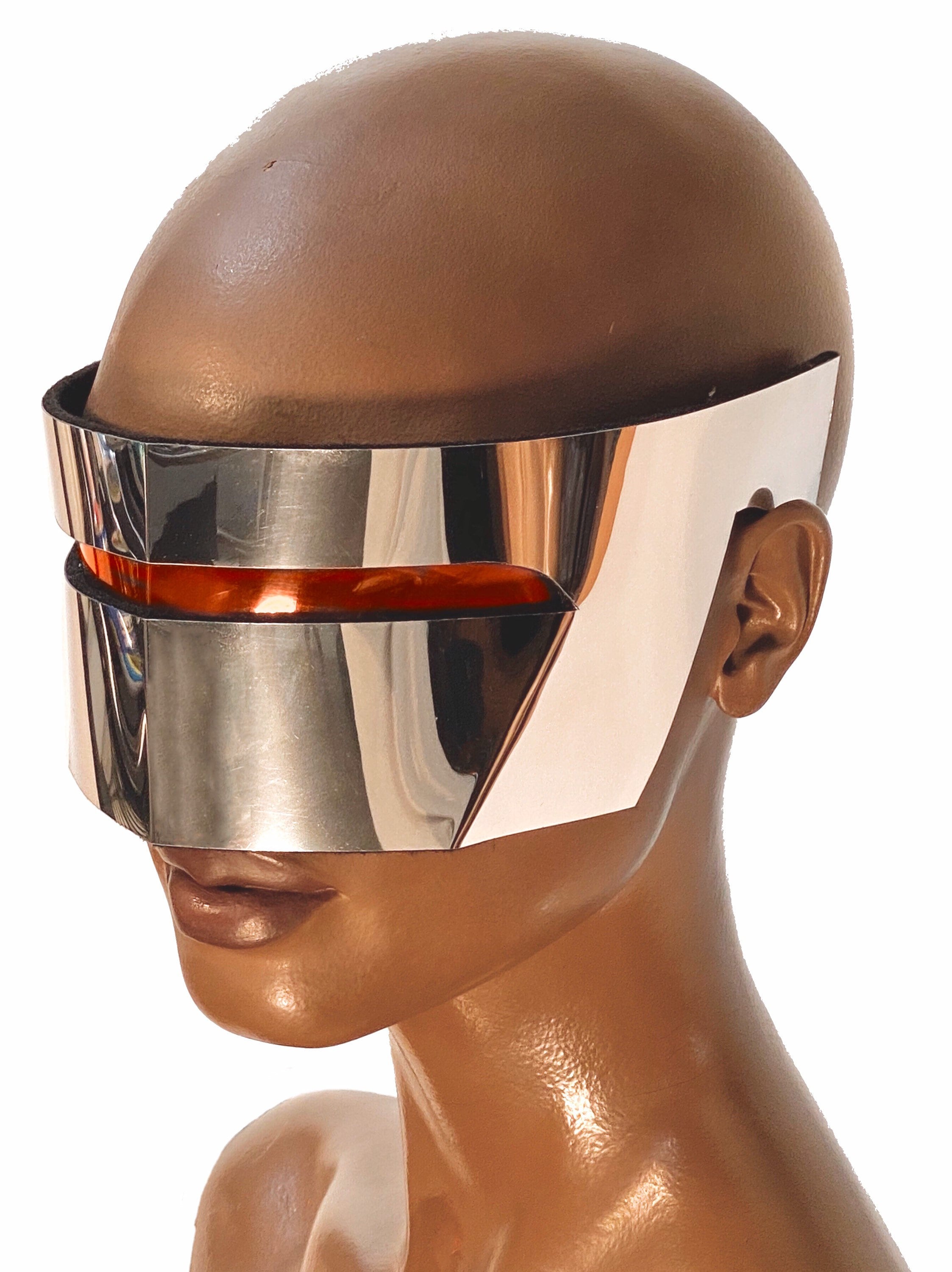Monoblock cyclops, robot frames, futuristic headpiece, wrap lens ,sci-fi futuristic visor ,cyberpunk headgear, techwear cosplay