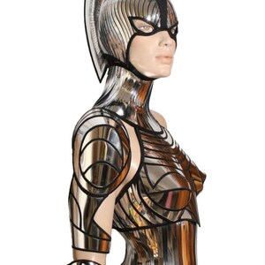 2 piece gladiator spartan mask and mohawk warrior headpiece armor sci fi futuristic steampunk cyber headdress cybergoth divamp couture image 2