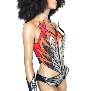 flame corset bustier top, rock gothic goth